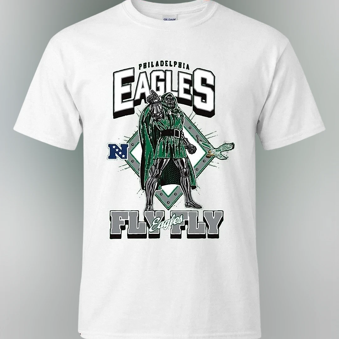 Philadelphia Eagles Fly Eagles Fly Doctor Doom Tee, Comic Mashup Football Fan Shirt available at our Los Angeles warehouse