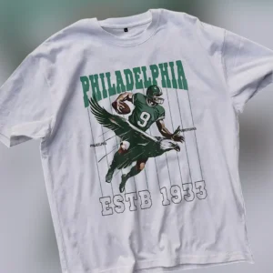 Philadelphia Estb 1933 Football Graphic Tee Vintage Retro Eagle Sports Fan T-Shirt available at our Los Angeles warehouse
