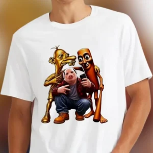 Pig Character Selfie Graphic Tee Funny Meme Cartoon Art Shirt Gift