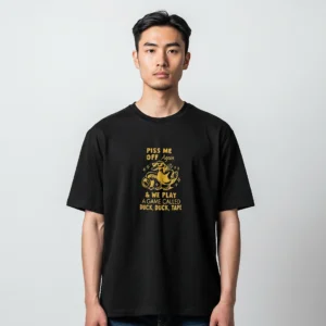 Piss Me Off Again Duck Duck Tape Tee, Funny Sarcastic Graphic Shirt, Novelty Humor Gag Gift available at our Los Angeles warehouse