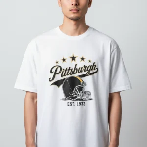 EST. 1933 Vintage Football Helmet Graphic Tee, Retro Sports Fan T-Shirt available at our Los Angeles warehouse