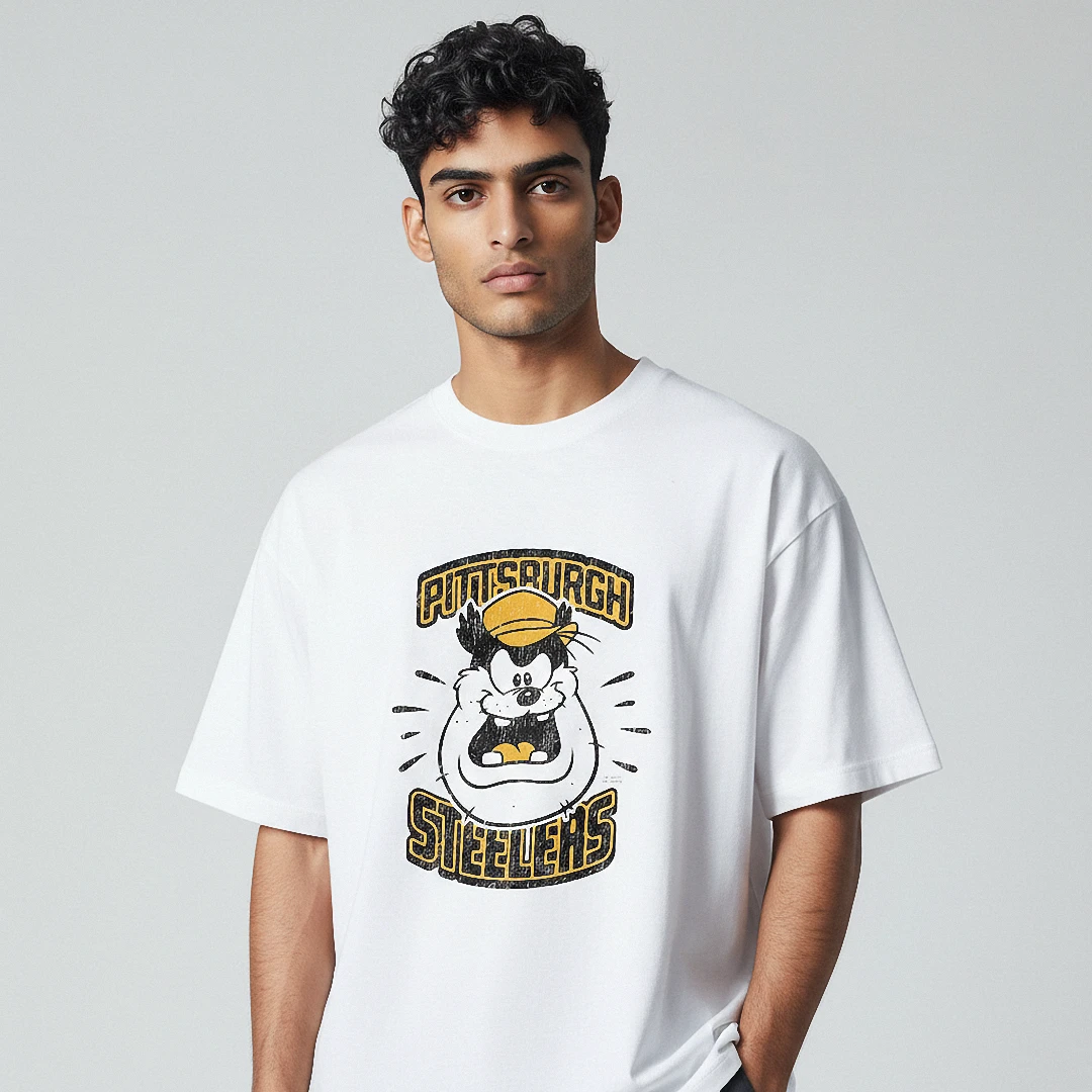 Steelers Taz Vintage Graphic Tee, Cartoon Football Fan Appar — Los Angeles Steelers Taz Vintage Graphic Tee, Cartoon Football Fan Apparel T-Shirt available at our Los Angeles warehouse
