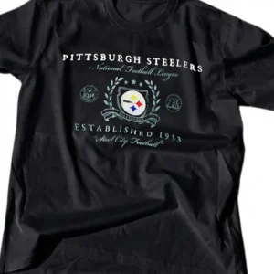 Steelers Tee Vintage Established 1933 Steel City Football Graphic T-Shirt for Game Day