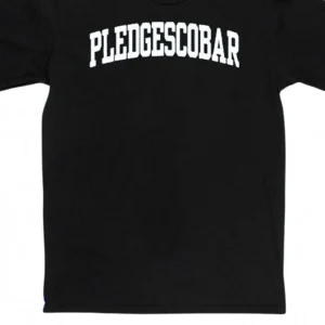 Pledgescobar Tee Funny College Greek Life Arch Font Graphic T-Shirt available at our Los Angeles warehouse