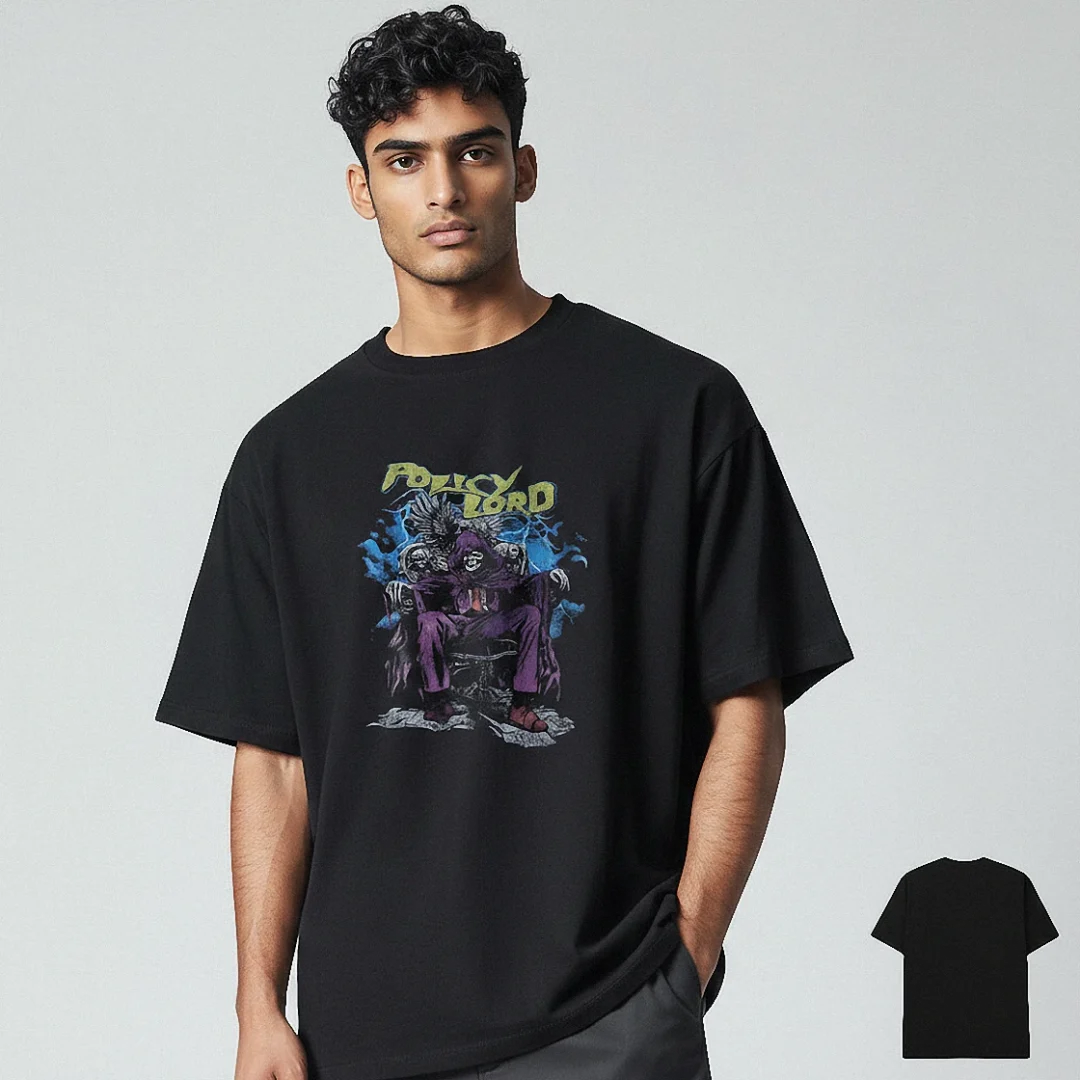 Policy Lord Graphic Tee Gothic Skeleton Throne Streetwear Ov — Los Angeles Policy Lord Graphic Tee Gothic Skeleton Throne Streetwear Oversized T-Shirt available at our Los Angeles warehouse