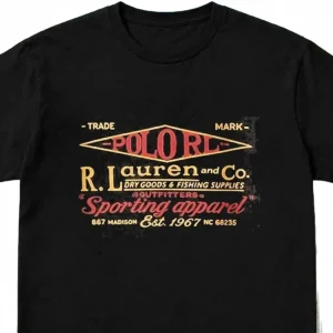 Polo RL Dry Goods And Fishing Supplies Vintage Tee, Madison Sporting Apparel Heritage Graphic T-Shirt
