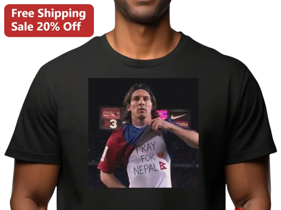 Pray for Nepal Messi Tribute Tee, Lionel Messi Soccer Fan Shirt, Stand With Nepal Gift for Football available at our Los Angeles warehouse