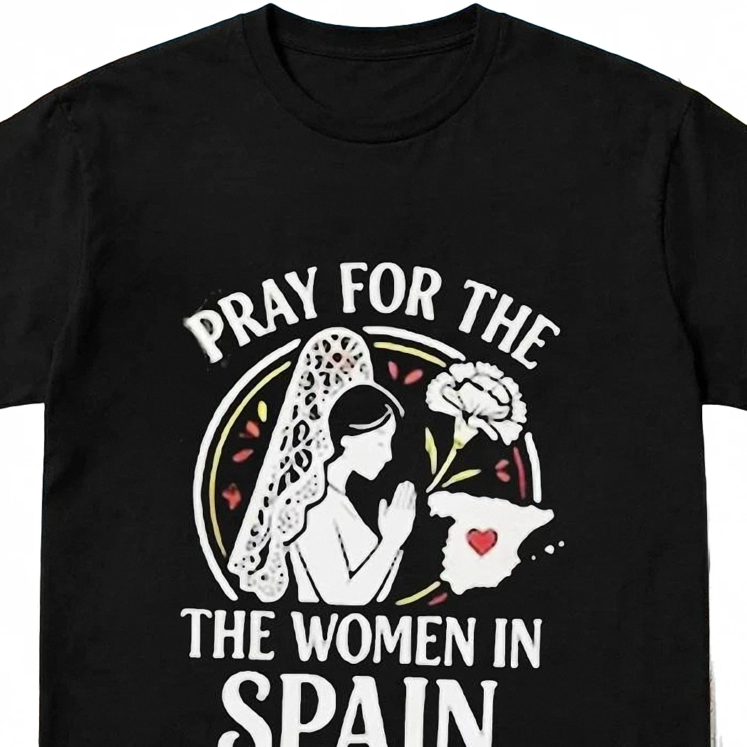 Pray for the Women in Spain Tee, Spanish Mantilla Prayer Graphic T-Shirt, Christian Faith Support Shirt