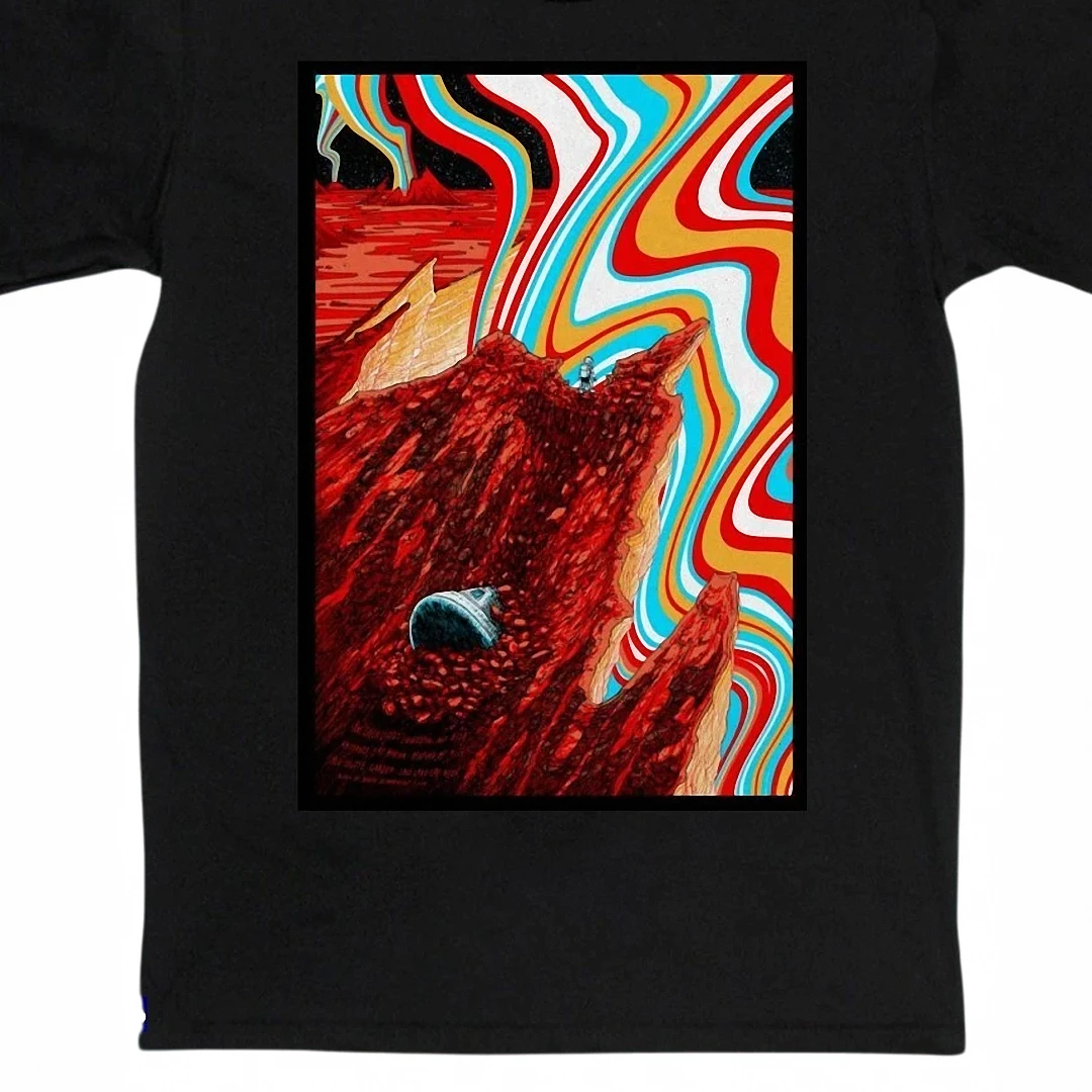 Psychedelic Astronaut Mars Graphic Tee Retro Sci-Fi Surreal Space Shirt