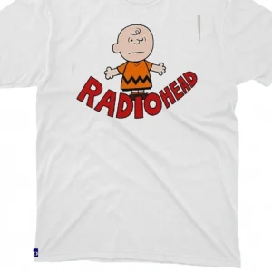 Radiohead Charlie Brown Mashup Tee, Vintage Alternative Rock Band Graphic T-Shirt available at our Los Angeles warehouse