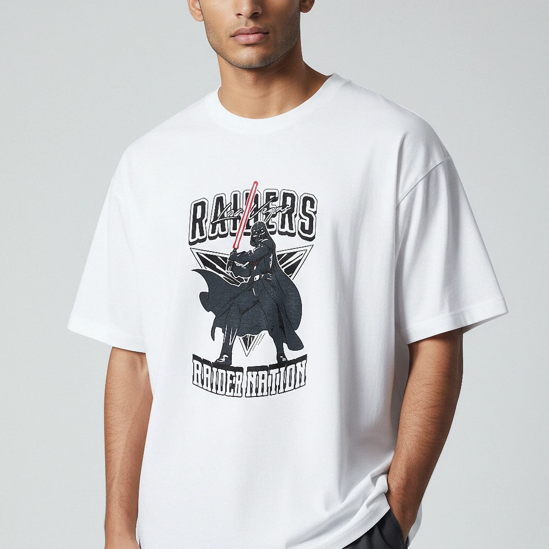 Raiders Las Vegas Raider Nation Darth Vader Tee, Retro Football Fan Graphic T-Shirt available at our Los Angeles warehouse