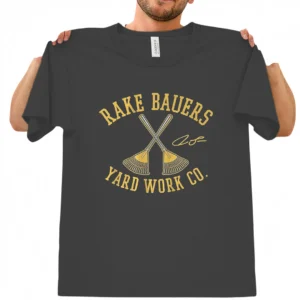 Rake Bauers Yard Work Co. Tee Jake Bauers Baseball Lawn Care Graphic T-Shirt available at our Los Angeles warehouse
