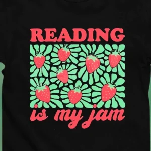 Reading Is My Jam Tee Retro Strawberry Graphic Book Lover Shirt Gift
