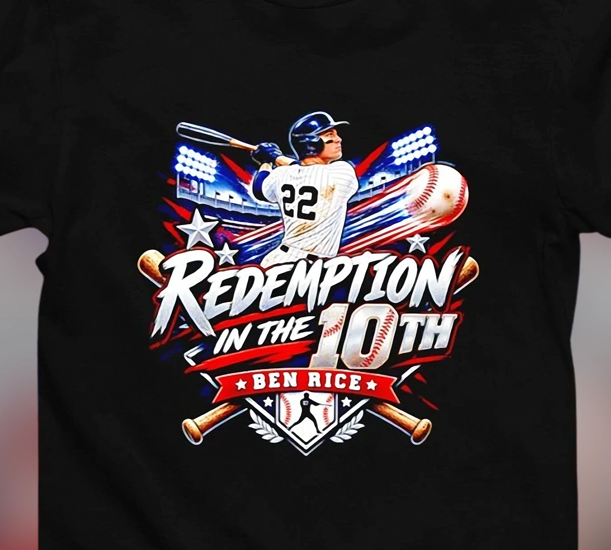 Redemption in the 10th Tee Ben Rice Baseball Graphic T-Shirt for Sports Fans