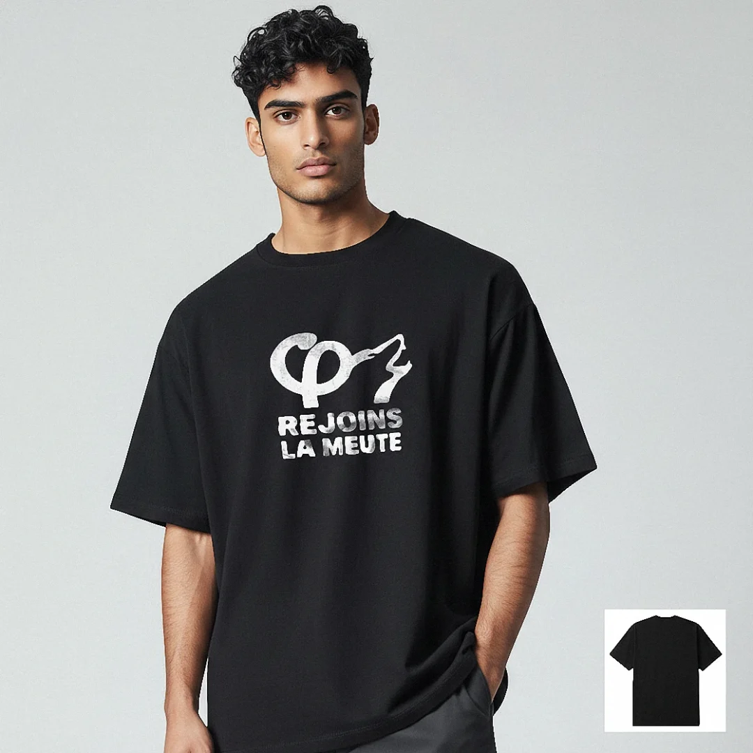 Rejoins La Meute Tee Howling Wolf Silhouette Graphic Shirt Streetwear Gift available at our Los Angeles warehouse