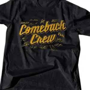 Retro Comeback Graphic Tee, Comeback Crew Signature Print Sport Game Day Tee, Casual Unisex Revival Statement Shirt