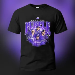 Rock The Purple Colorado Baseball Players Tee, Vintage Retro Sports Fan Graphic T-Shirt available at our Los Angeles warehouse