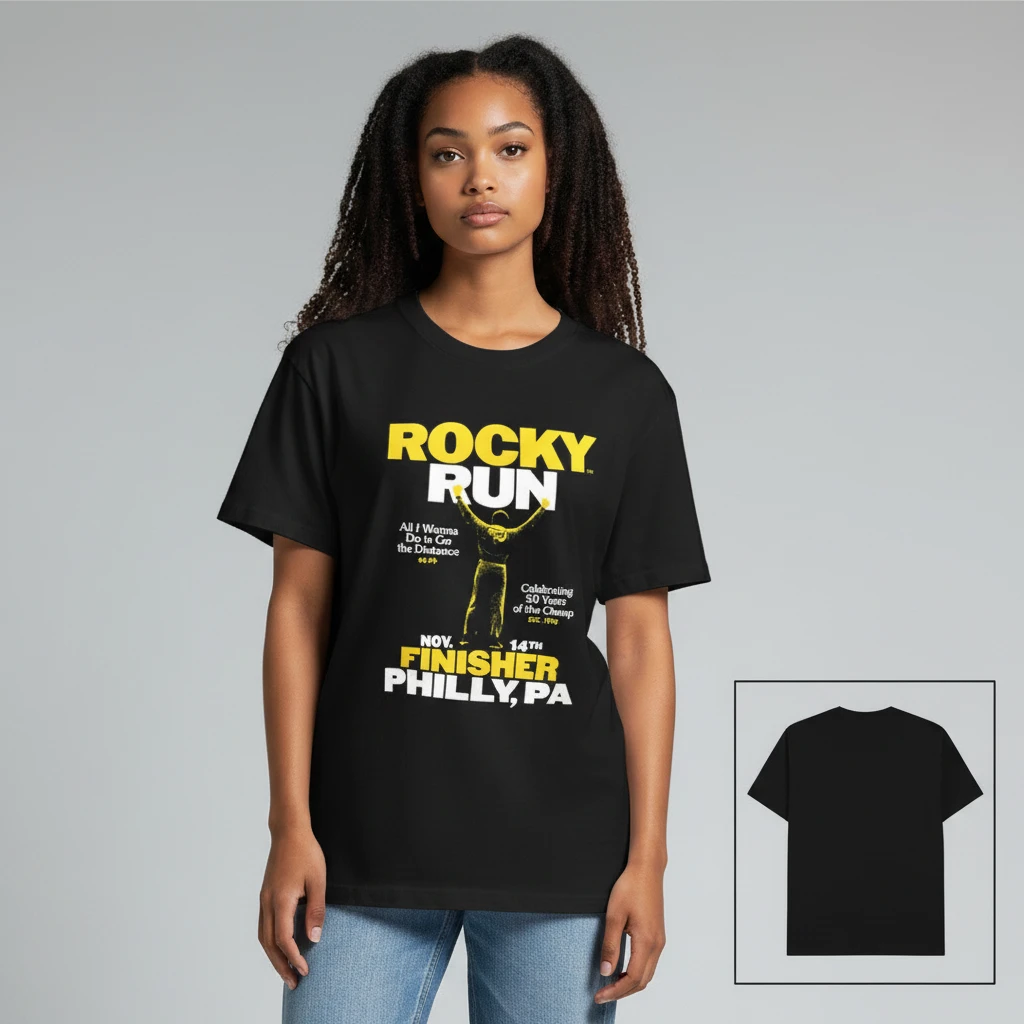 Rocky Run Finisher Philly PA Graphic Tee, Vintage 50 Years of the Champ Balboa Running Souvenir Shir available at our Los Angeles warehouse