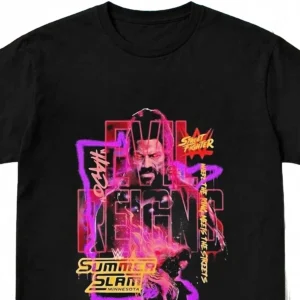Roman Reigns Evil Reigns SummerSlam Minnesota Tee, Street Fighter Hado Wrestling Streetwear Graphic T-Shirt