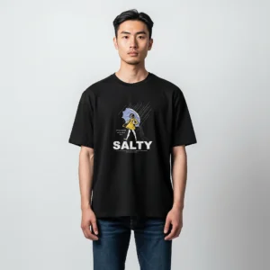 Salty Tee Morton Girl Umbrella Raincoat Graphic T-Shirt for Men and Women available at our Los Angeles warehouse