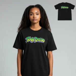 San Diego Graffiti Streetwear Tee, Retro California Vacation Souvenir Graphic T-Shirt Gift available at our Los Angeles warehouse