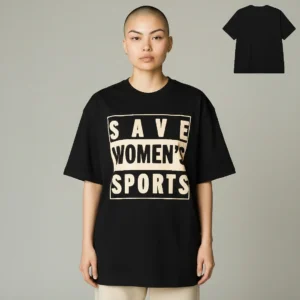 Save Women's Sports Tee Bold Advocacy Slogan Graphic T-Shirt available at our Los Angeles warehouse