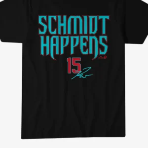 Schmidt Happens 15 Tee Baseball Fan Graphic T-Shirt available at our Los Angeles warehouse