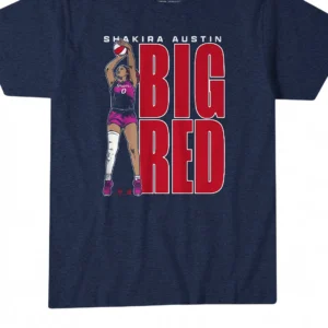 Shakira Austin Big Red Basketball Tee, Women's Basketball Fan Graphic Shirt for Game Day available at our Los Angeles warehouse