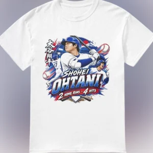 Shohei Ohtani 2 Home Runs 4 Hits Tee, Baseball Fan Graphic Shirt
