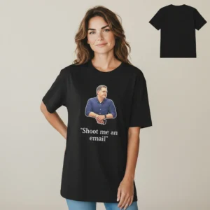 Shoot Me An Email Tee Funny Office Humor Graphic T-Shirt for Coworkers available at our Los Angeles warehouse