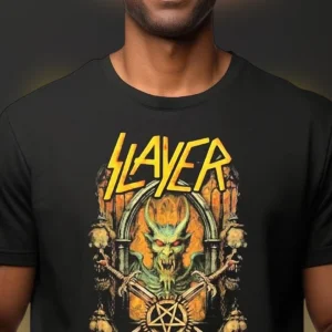 Slayer Band Tee Vintage Heavy Metal Demon Graphic T-Shirt Thrash Rock Concert Merch Unisex