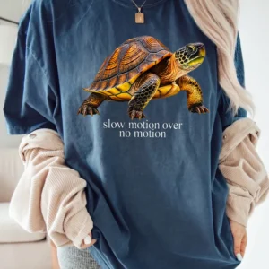 Slow Motion Over No Motion Turtle Graphic Tee Funny Motivational Shirt