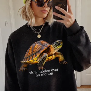 Slow Motion Over No Motion Turtle Graphic Tee Funny Motivational Shirt