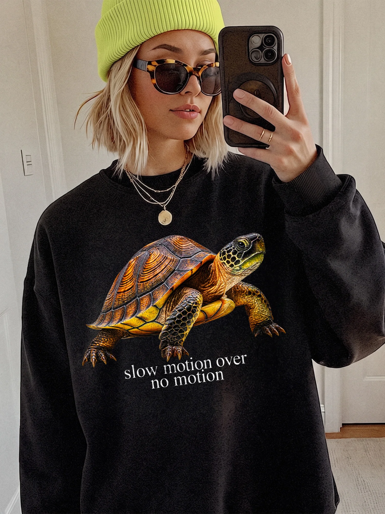Slow Motion Over No Motion Turtle Graphic Tee Funny Motivational Shirt
