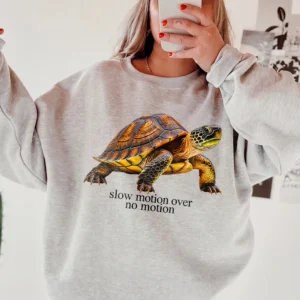 Slow Motion Over No Motion Turtle Graphic Tee Funny Motivational Shirt