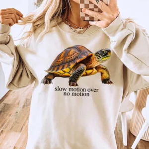 Slow Motion Over No Motion Turtle Graphic Tee Funny Motivational Shirt