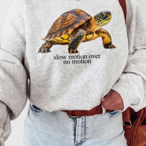 Slow Motion Over No Motion Turtle Graphic Tee Funny Motivational Shirt