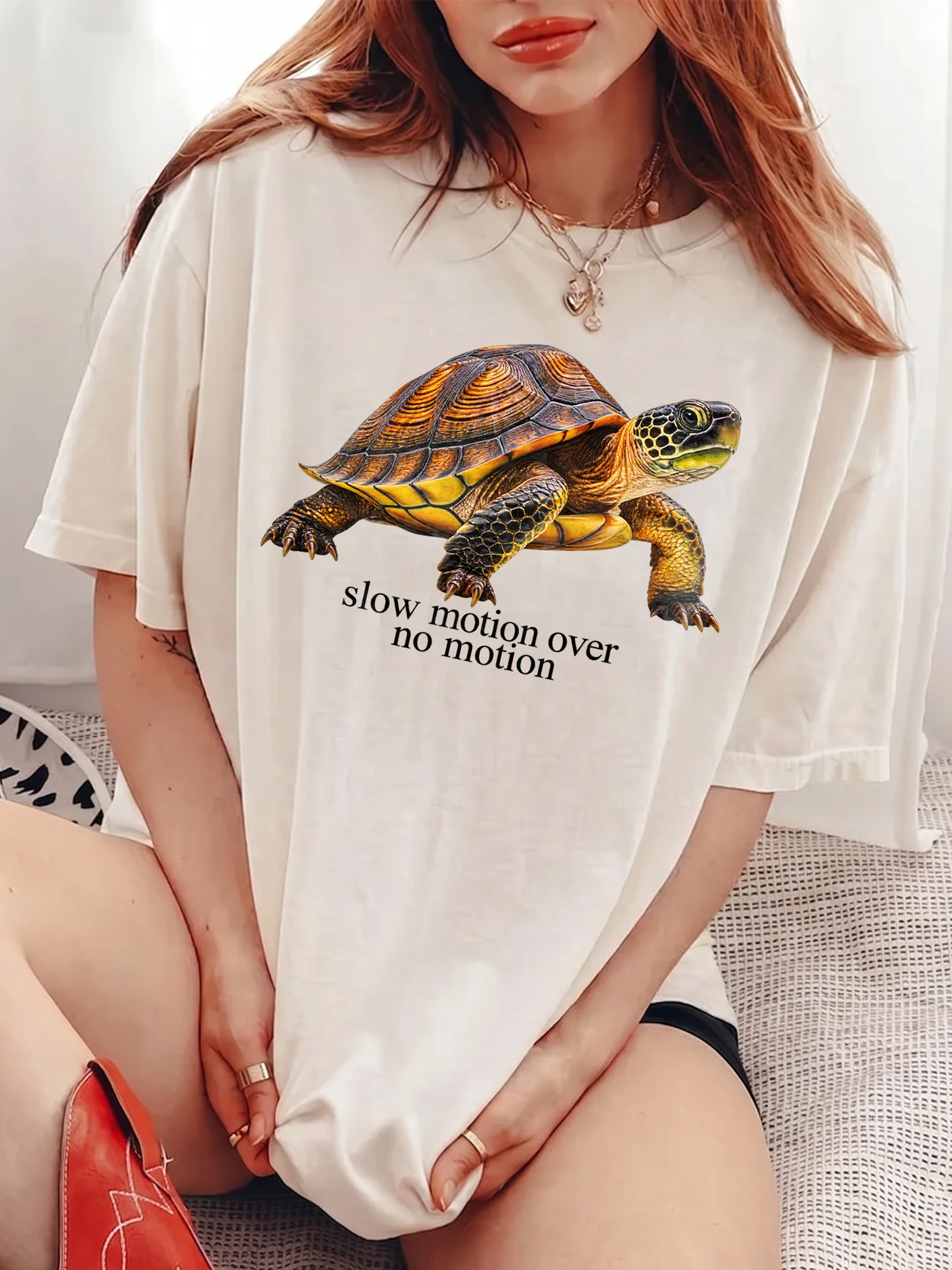 Slow Motion Over No Motion Turtle Graphic Tee Funny Motivational Shirt
