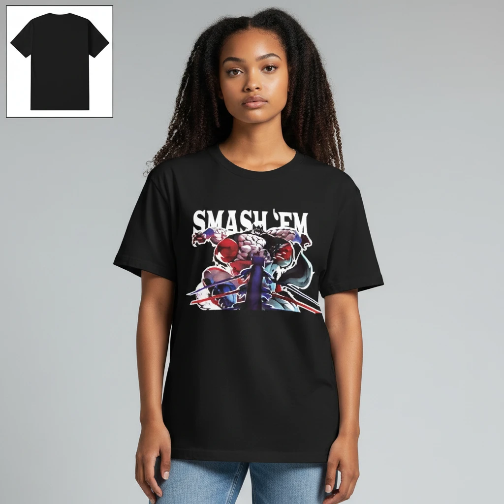 Smash 'Em Comic Superhero Graphic Tee, Retro Action Characte — Los Angeles Smash 'Em Comic Superhero Graphic Tee, Retro Action Character Streetwear T-Shirt Gift available at our Los Angeles warehouse