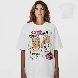 Sophie Cunningham Fever Vintage Graphic Tee, Retro WNBA Basketball Fan Shirt for Women and Men available at our Los Angeles warehouse