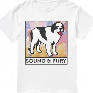 Sound and Fury Saint Bernard Dog Graphic Tee, Artistic Retro Animal Print T-Shirt available at our Los Angeles warehouse