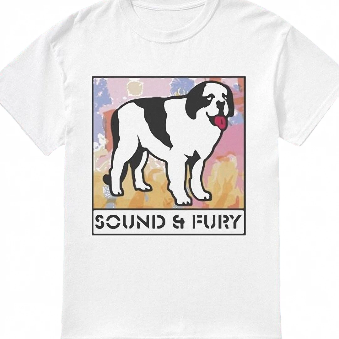 Sound and Fury Saint Bernard Dog Graphic Tee, Artistic Retro Animal Print T-Shirt available at our Los Angeles warehouse