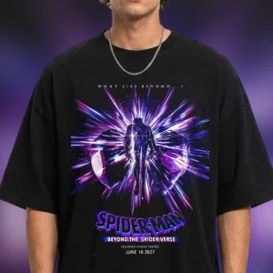 Spider-Man Beyond The Spider Verse Tee Vintage Cosmic Superhero Graphic T-Shirt Gift for Movie Fans available at our Los Angeles warehouse