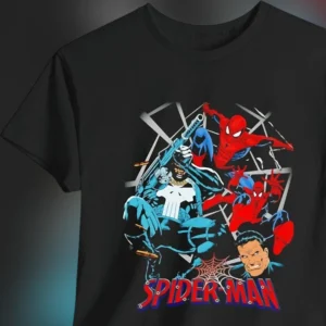 Spider-Man Punisher Vintage Graphic Tee Retro Comic Superhero T-Shirt for Adults