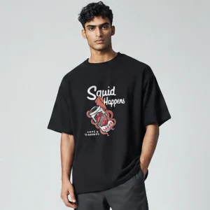 Squid Happens Tee Funny Ocean Pun Graphic T-Shirt for Sea Creature Lovers available at our Los Angeles warehouse