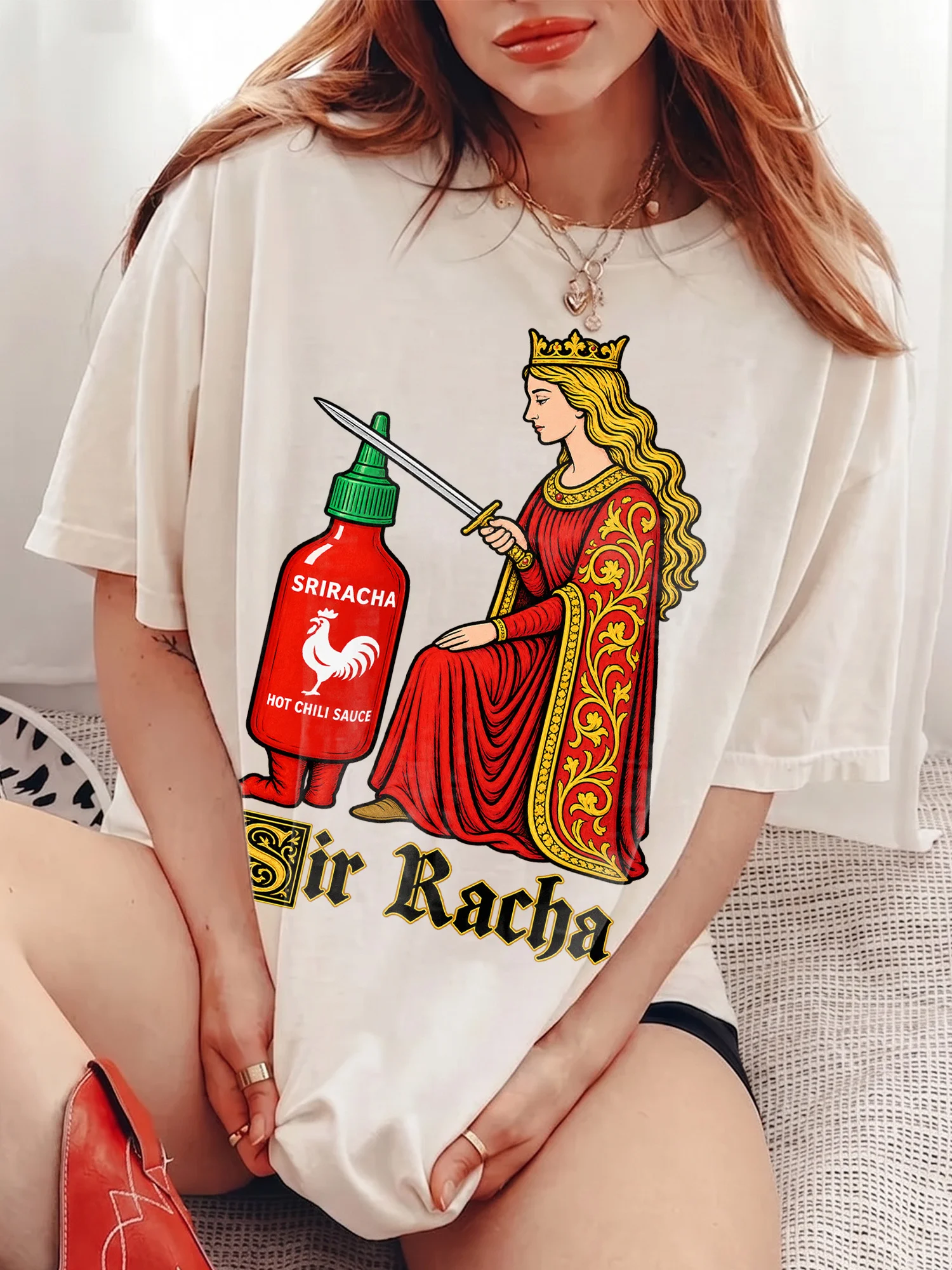 Sriracha Hot Chili Sauce Sweatshirt Funny Sir Racha Pun Spicy Food Lover Gift