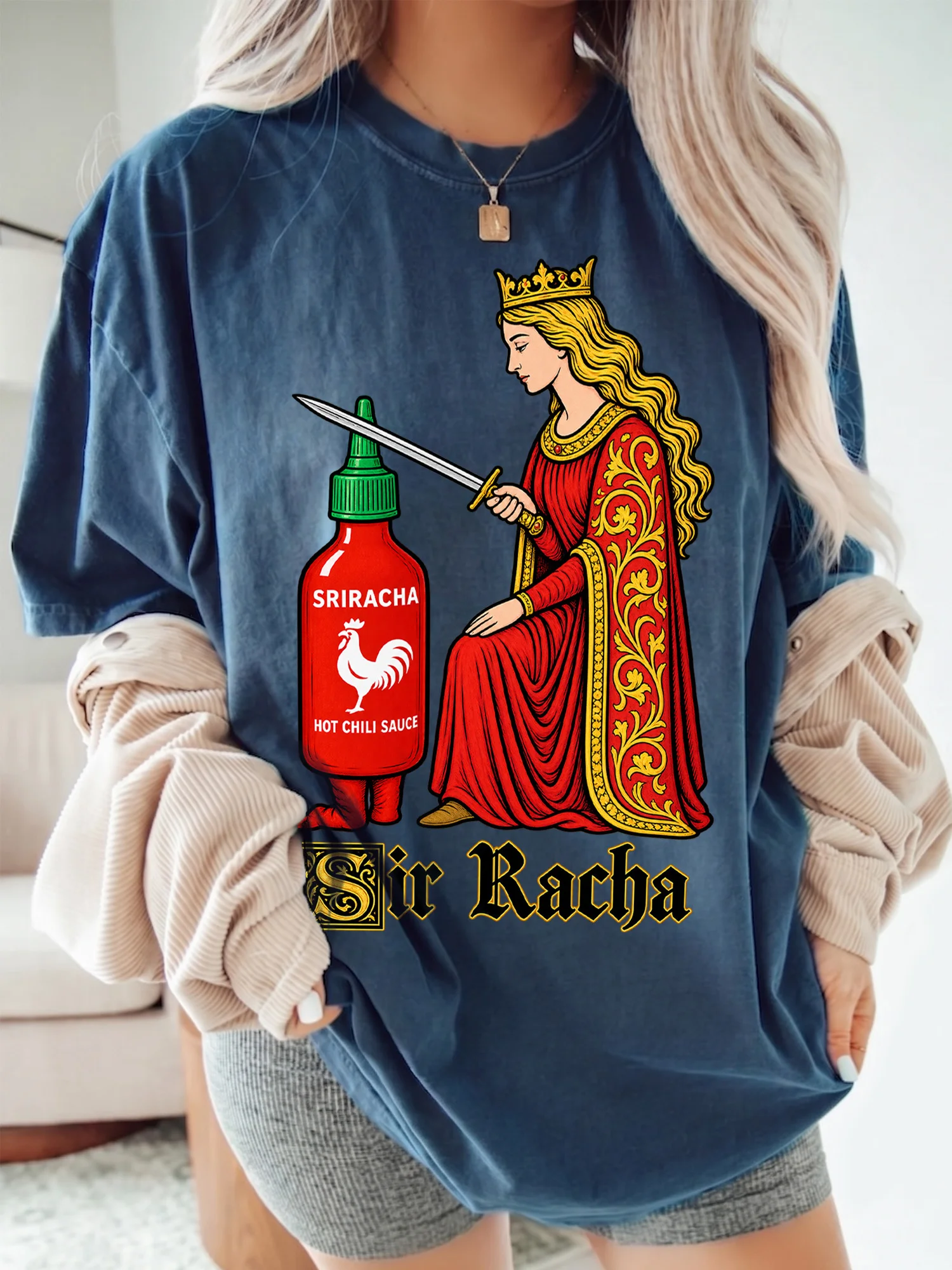 Sriracha Hot Chili Sauce Sweatshirt Funny Sir Racha Pun Spicy Food Lover Gift
