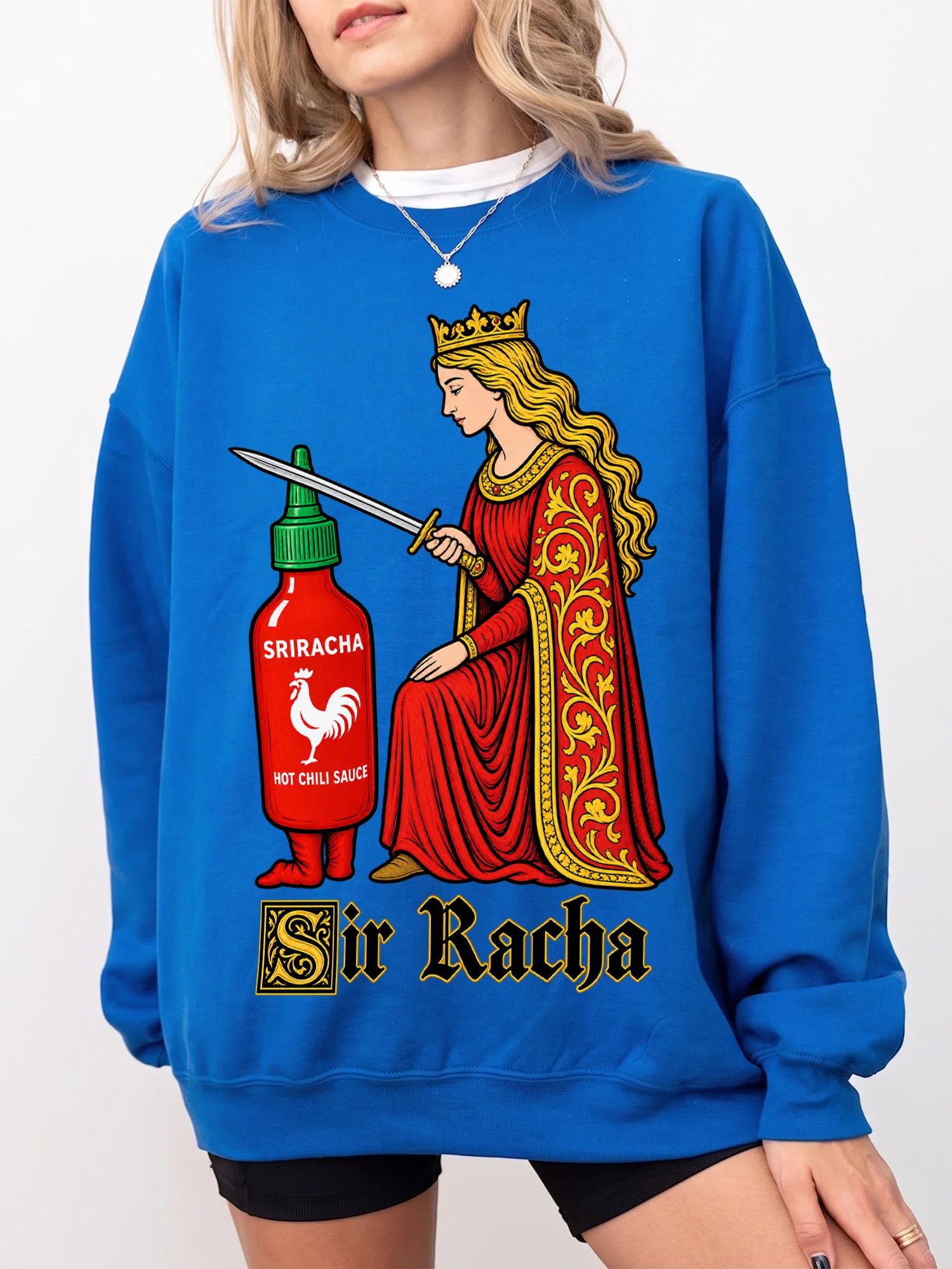 Sriracha Hot Chili Sauce Sweatshirt Funny Sir Racha Pun Spicy Food Lover Gift