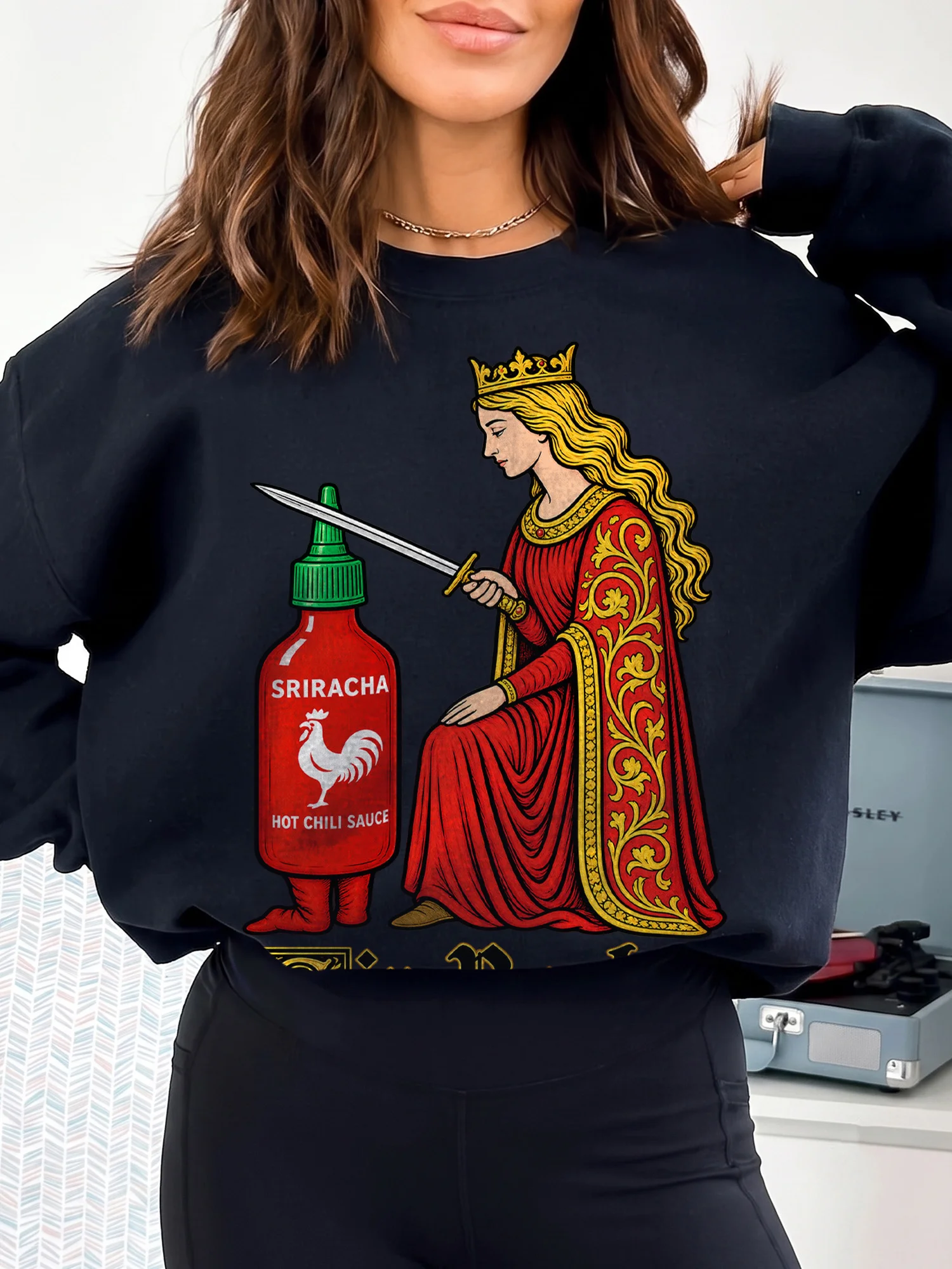 Sriracha Hot Chili Sauce Sweatshirt Funny Sir Racha Pun Spicy Food Lover Gift