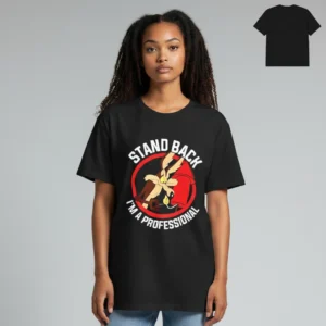 Stand Back I'm a Professional Wile E Coyote Graphic Tee, Funny Retro Cartoon ACME Sarcastic Humor Sh available at our Los Angeles warehouse